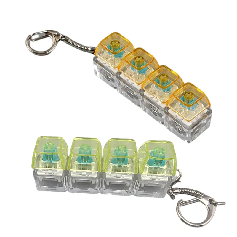 LED Keyboard Keychain Fidget Toys Crystal Clicker Sensory Toy for Stress Relief Keyboard Keychain Fidget Gadget for Adults Kids