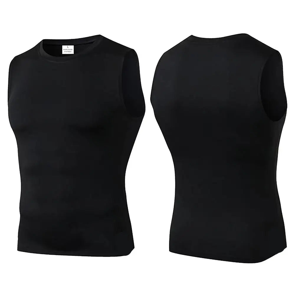 Men Quick Dry Running T-Shirts Compression Vest Sleeveless Quick-Drying Jersey Training Shirt Gym Mens Tank Top
