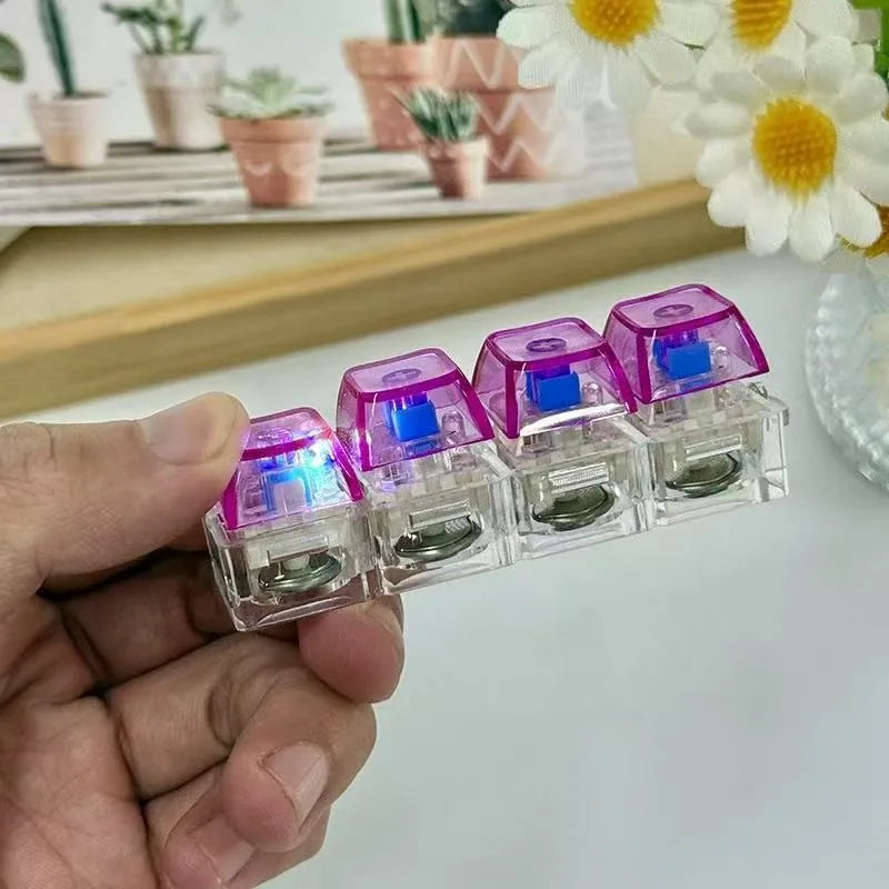 LED Keyboard Keychain Fidget Toys Crystal Clicker Sensory Toy for Stress Relief Keyboard Keychain Fidget Gadget for Adults Kids