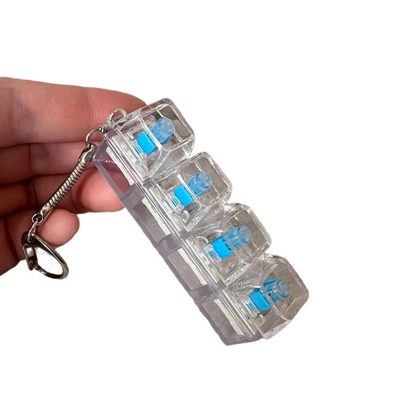 LED Keyboard Keychain Fidget Toys Crystal Clicker Sensory Toy for Stress Relief Keyboard Keychain Fidget Gadget for Adults Kids