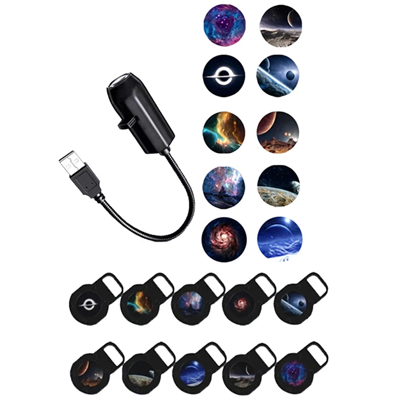 Hot！[New] NEW New LED Galaxy Projection Light 1 Light+10 Pictures Change, LED Galaxy Projector, Starry Sky Lighting Night Light